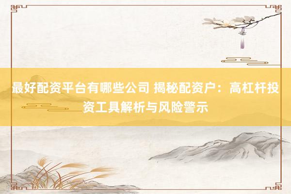 最好配资平台有哪些公司 揭秘配资户：高杠杆投资工具解析与风险警示